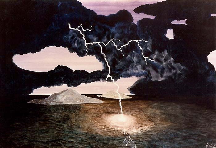 Insellandschaft bei Gewitter