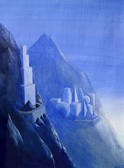 "Blaues Bild" Bergstadt in Utopia, 16. Traum ( f�r Ulli)